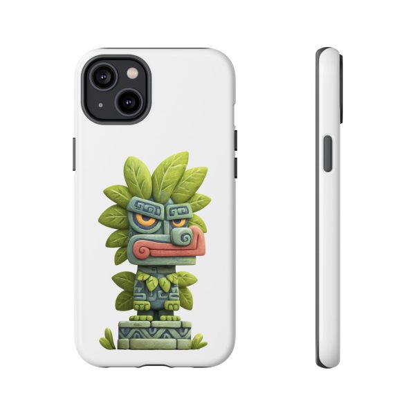 Mythical Stone Statue with Leaf Details Tropical Totem iPhone Case - Image 41