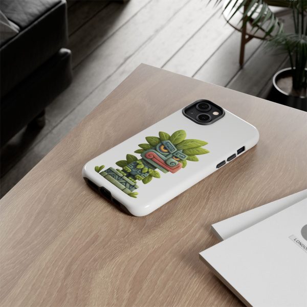 Mythical Stone Statue with Leaf Details Tropical Totem iPhone Case - Image 44