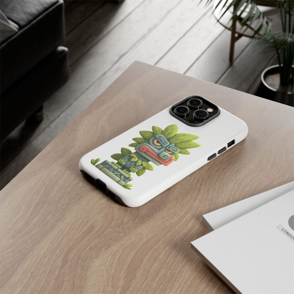 Mythical Stone Statue with Leaf Details Tropical Totem iPhone Case - Image 56
