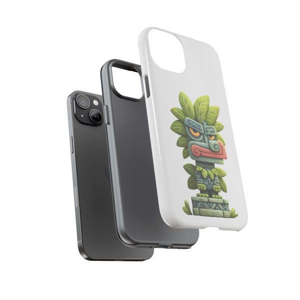 Mythical Stone Statue with Leaf Details Tropical Totem iPhone Case - Image 43
