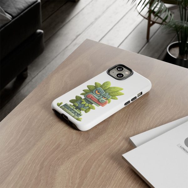 Mythical Stone Statue with Leaf Details Tropical Totem iPhone Case - Image 32