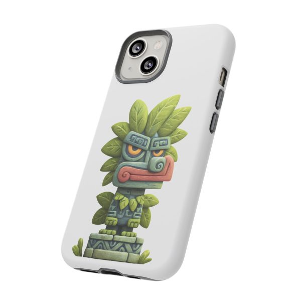 Mythical Stone Statue with Leaf Details Tropical Totem iPhone Case - Image 30