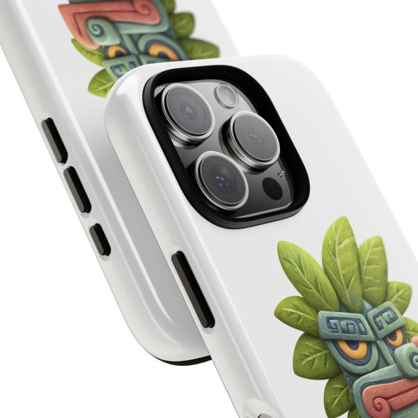 Mythical Stone Statue with Leaf Details Tropical Totem iPhone Case - Image 94