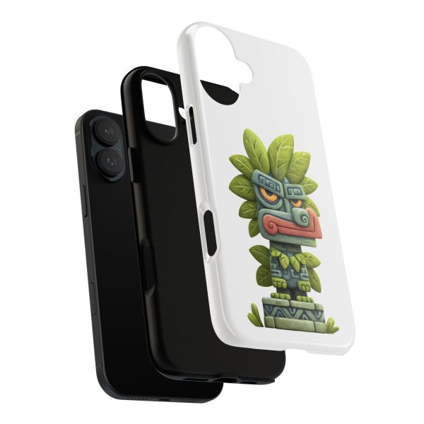 Mythical Stone Statue with Leaf Details Tropical Totem iPhone Case - Image 87